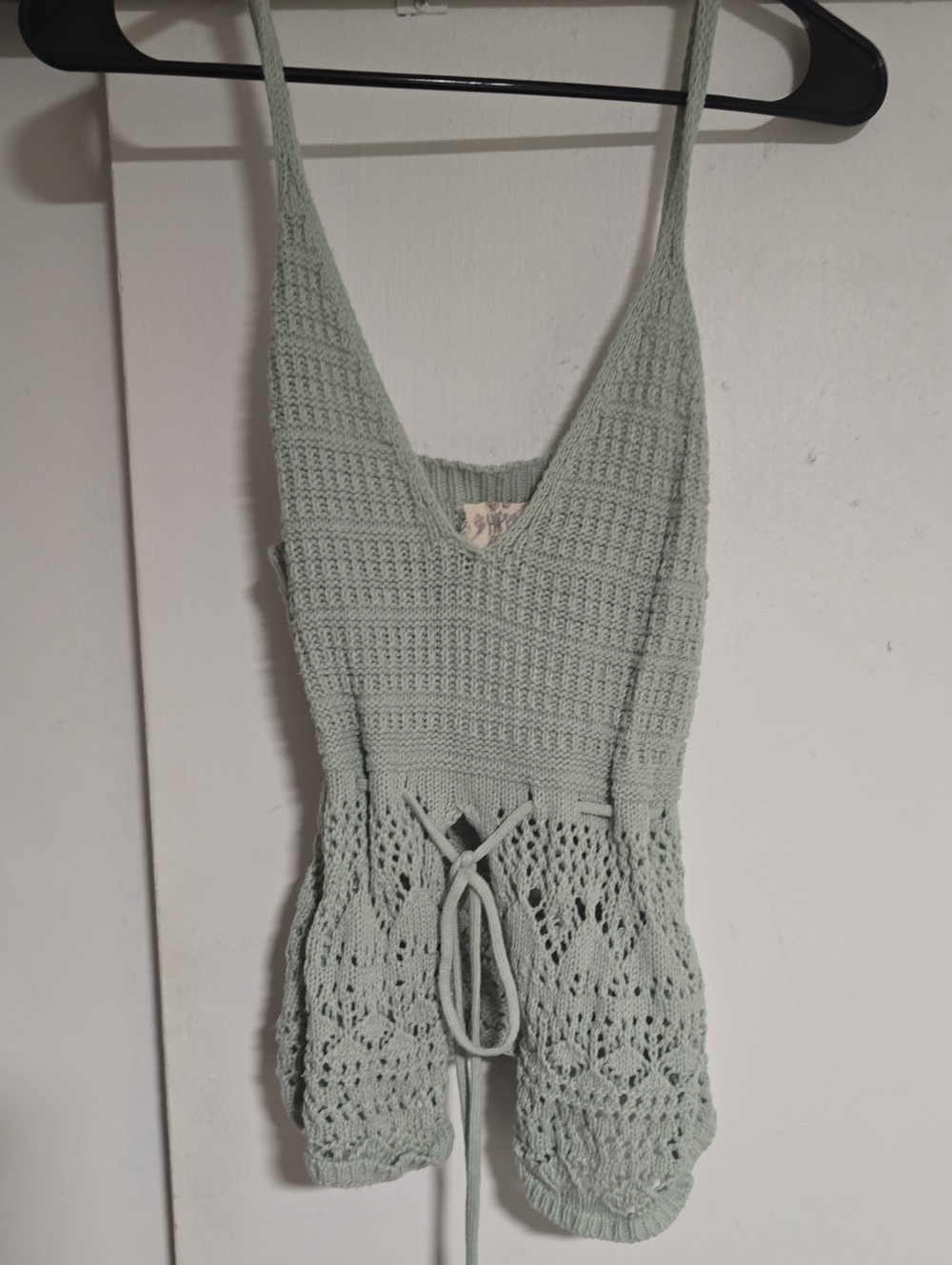 Crochet Cotton Seafoam Green Top